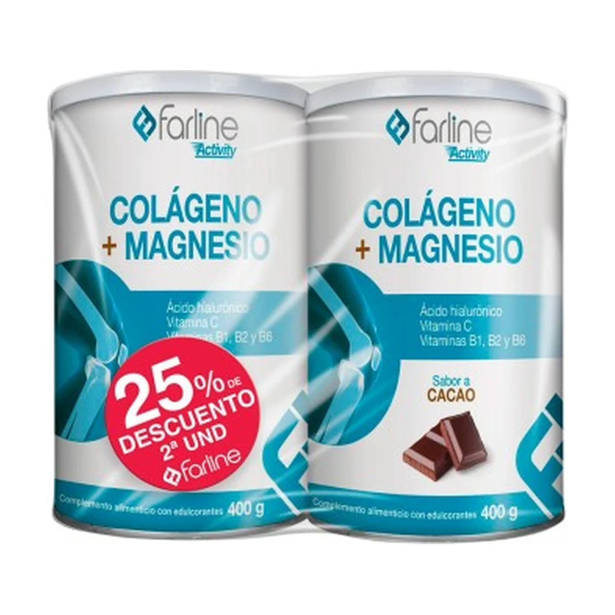 Farline Colágeno + Magnesio Cacao Duplo 2 x 400 g