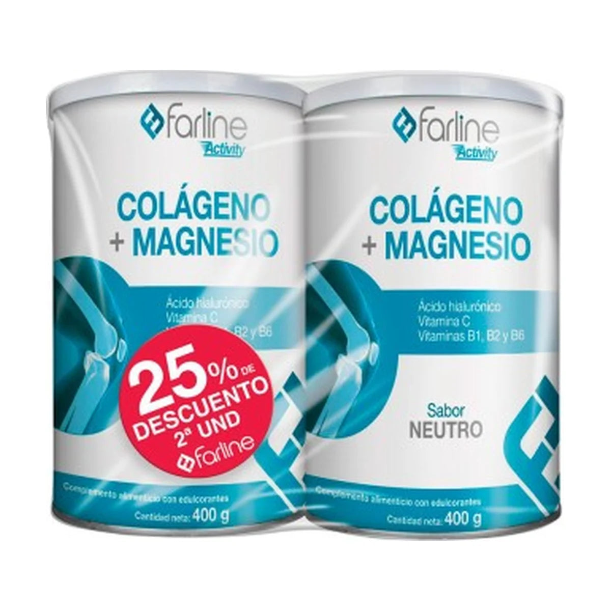 Farline Colágeno + Magnesio Neutro Duplo 2 x 400 g