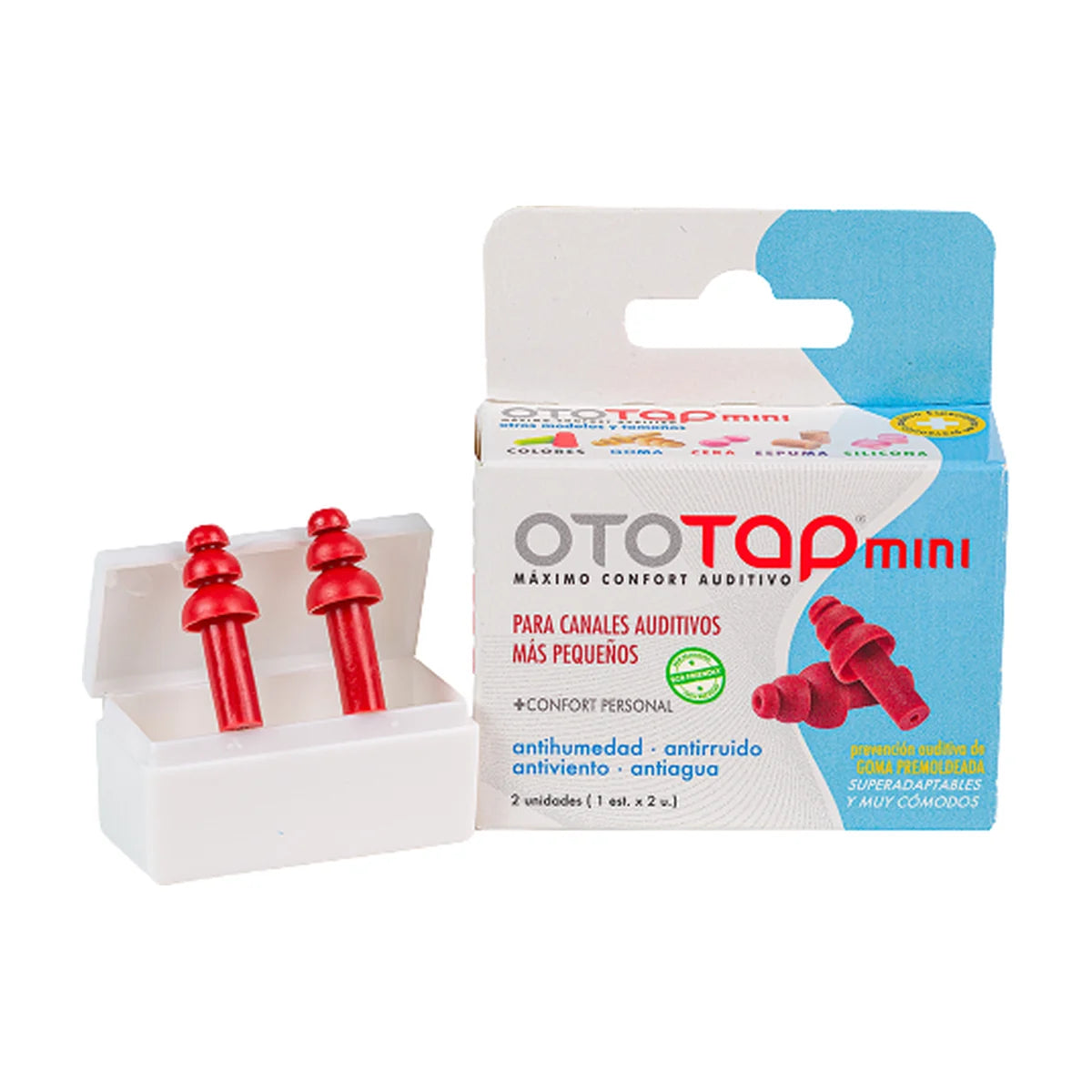 Ototap Mini Tapones de Goma Premoldeada, 2 Unidades