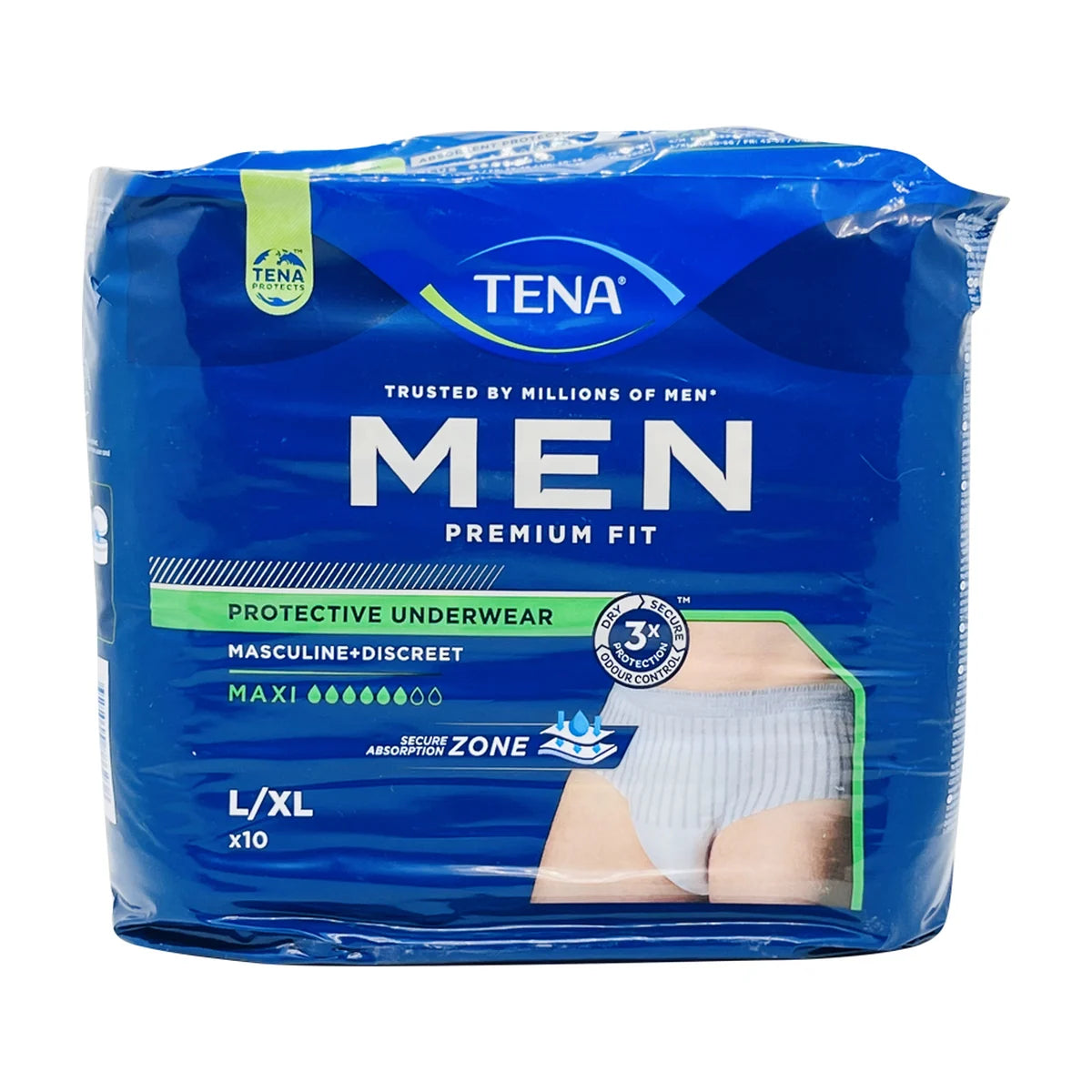 TENA Men Premium Fit Protective Underwear, Talla L, 10 unidades
