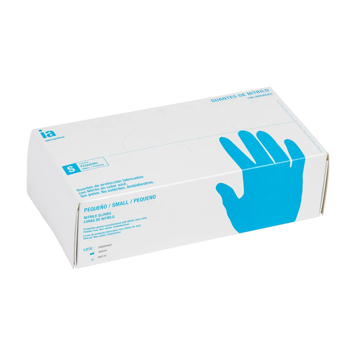 Interapothek Guantes de Nitrilo Sin Polvo Talla S, 100 Unidades