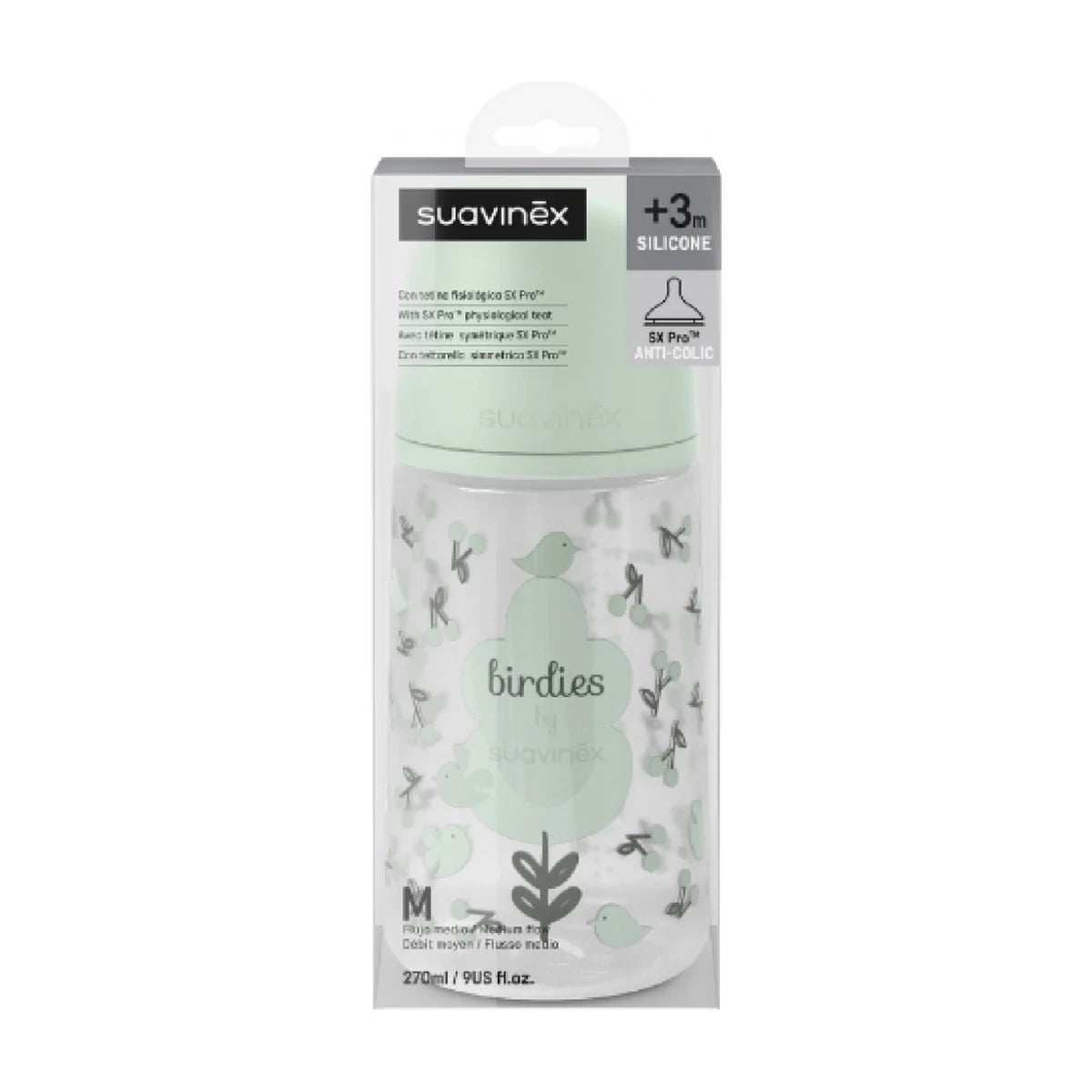 Suavinex Biberón Fisiológico SX Pro Flujo M +3 Meses 270 ml