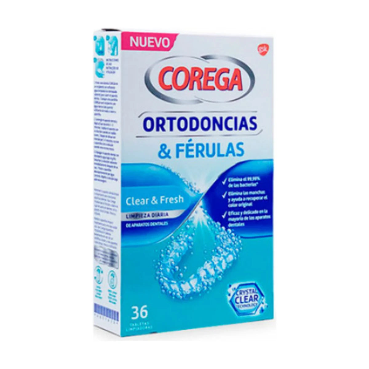 Corega Ortodoncias & Férulas 36 Tabletas Limpiadoras