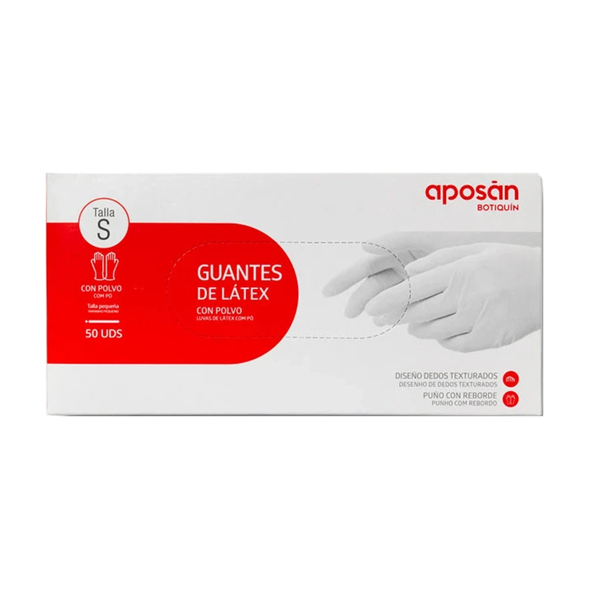 Aposán Guantes de Látex con Polvo, Talla S, 50 unidades