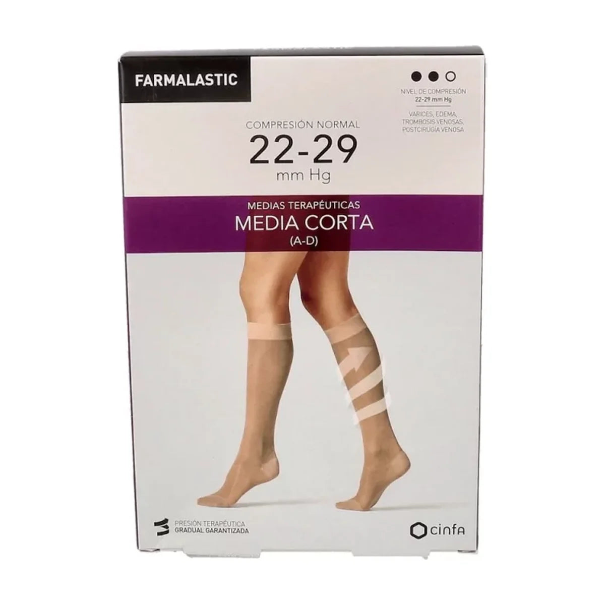 Farmalastic Media Corta Compresión Normal Beige, Talla Reina