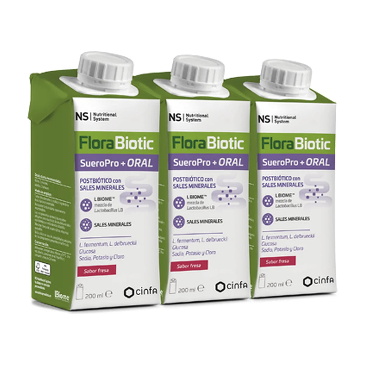 NS FloraBiotic SueroPro+ Oral Fresa 3 x 200 ml