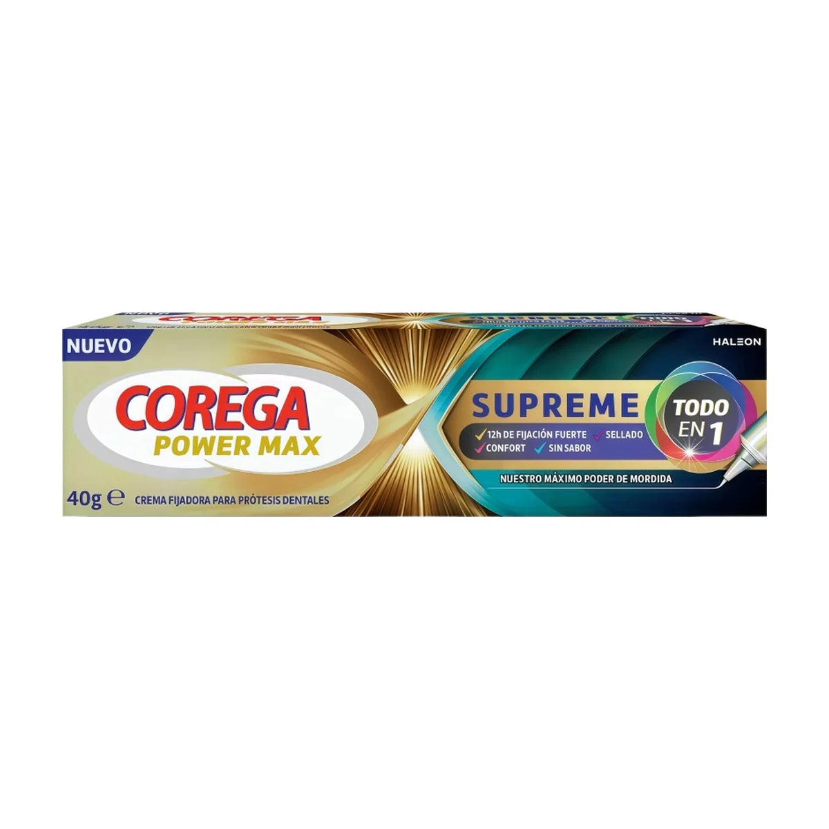 Corega Power Max Supreme Todo en 1 Crema Fijadora para Prótesis Dentales 40 g