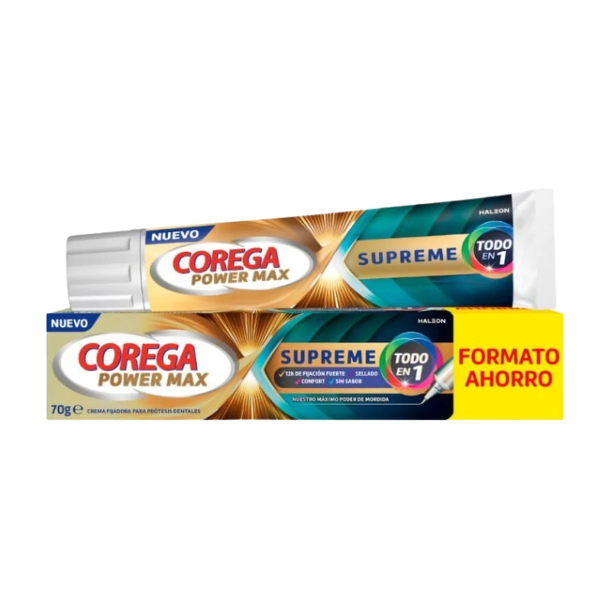 Corega Power Max Supreme Todo en 1 Crema Fijadora para Prótesis Dentales 70 g