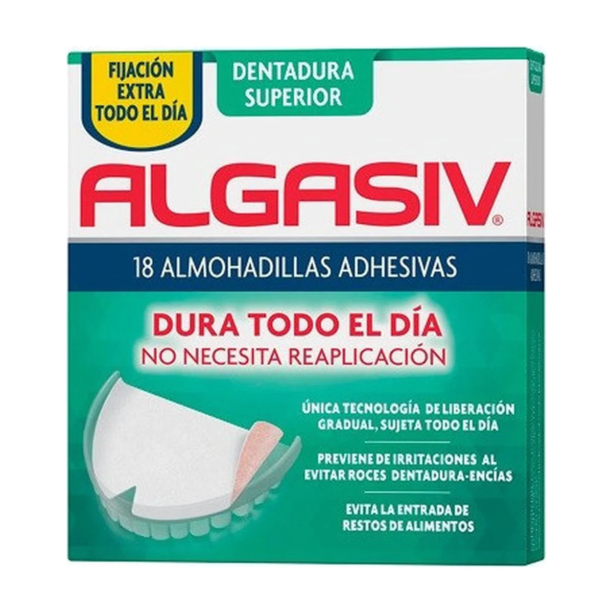 Algasiv Almohadillas Adhesivas Dentadura Superior 18 Unidades