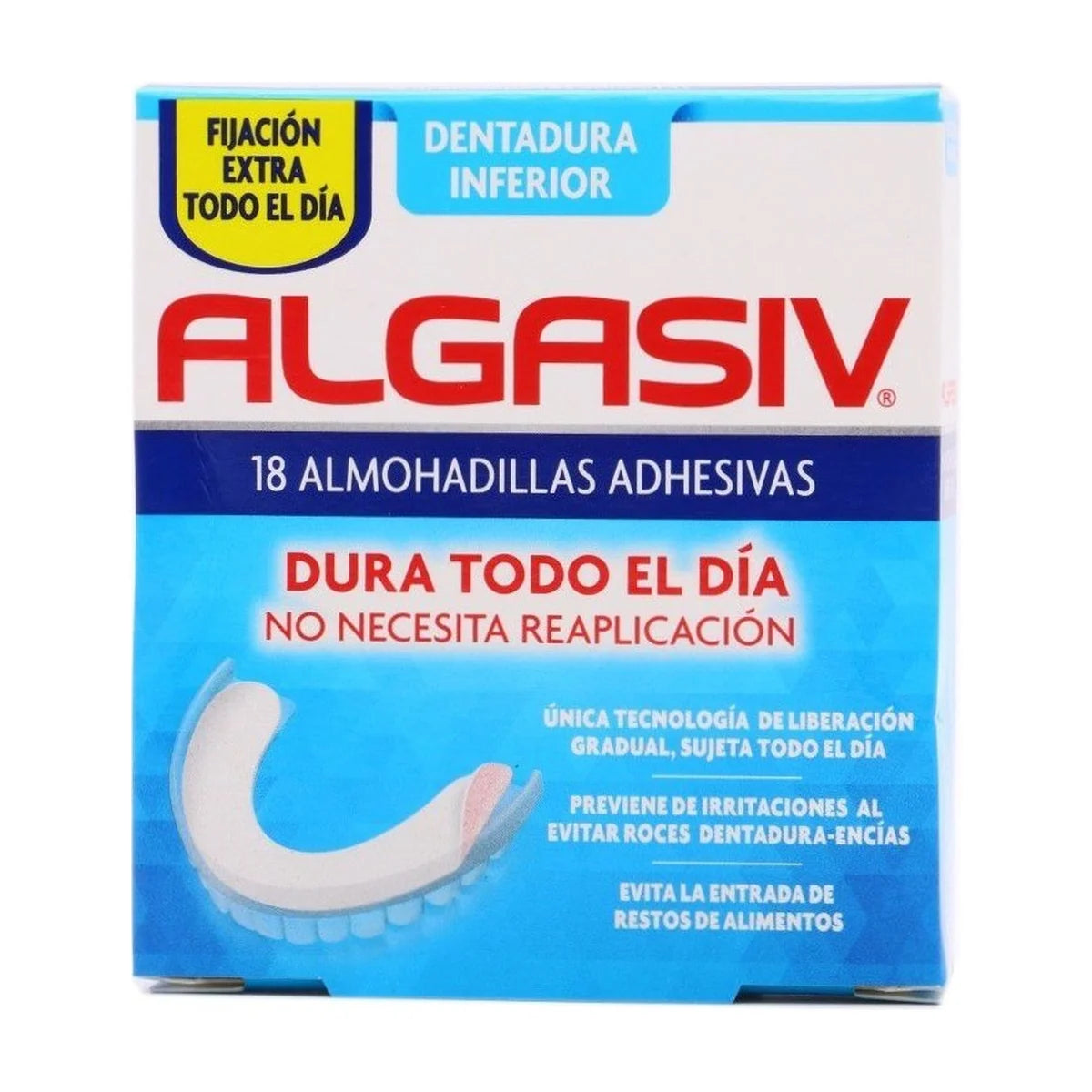 Algasiv Almohadillas Adhesivas Dentadura Inferior 18 Unidades