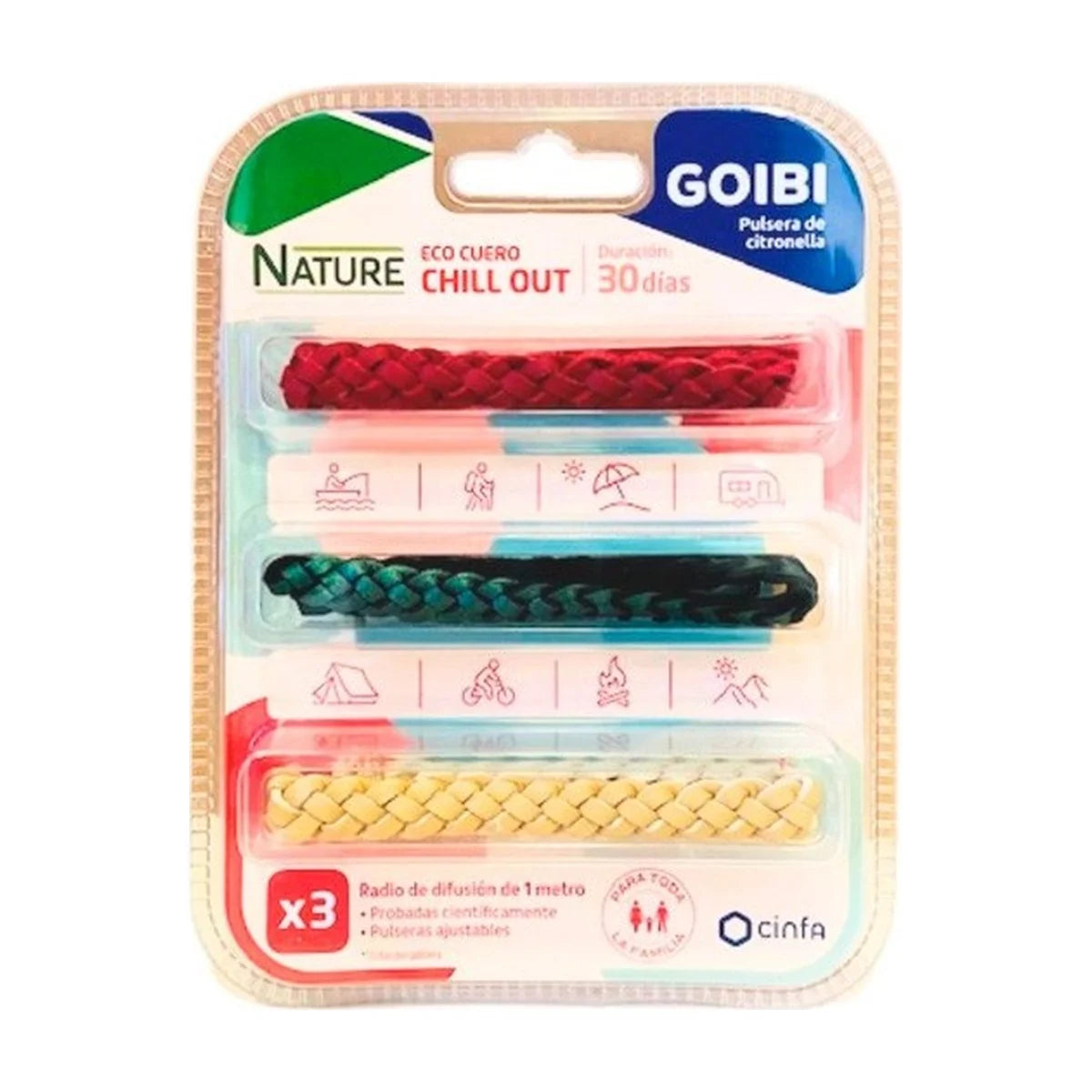 Goibi Nature Chill Out 3 pulseras de citronela trenzadas