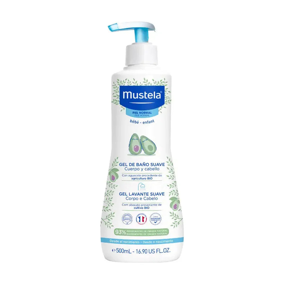 Mustela Gel de Baño Suave con Aguacate BIO 500 ml