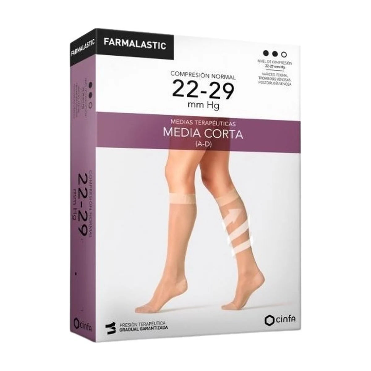 Farmalastic Media Corta Compresión Normal Beige, Talla Pequeña