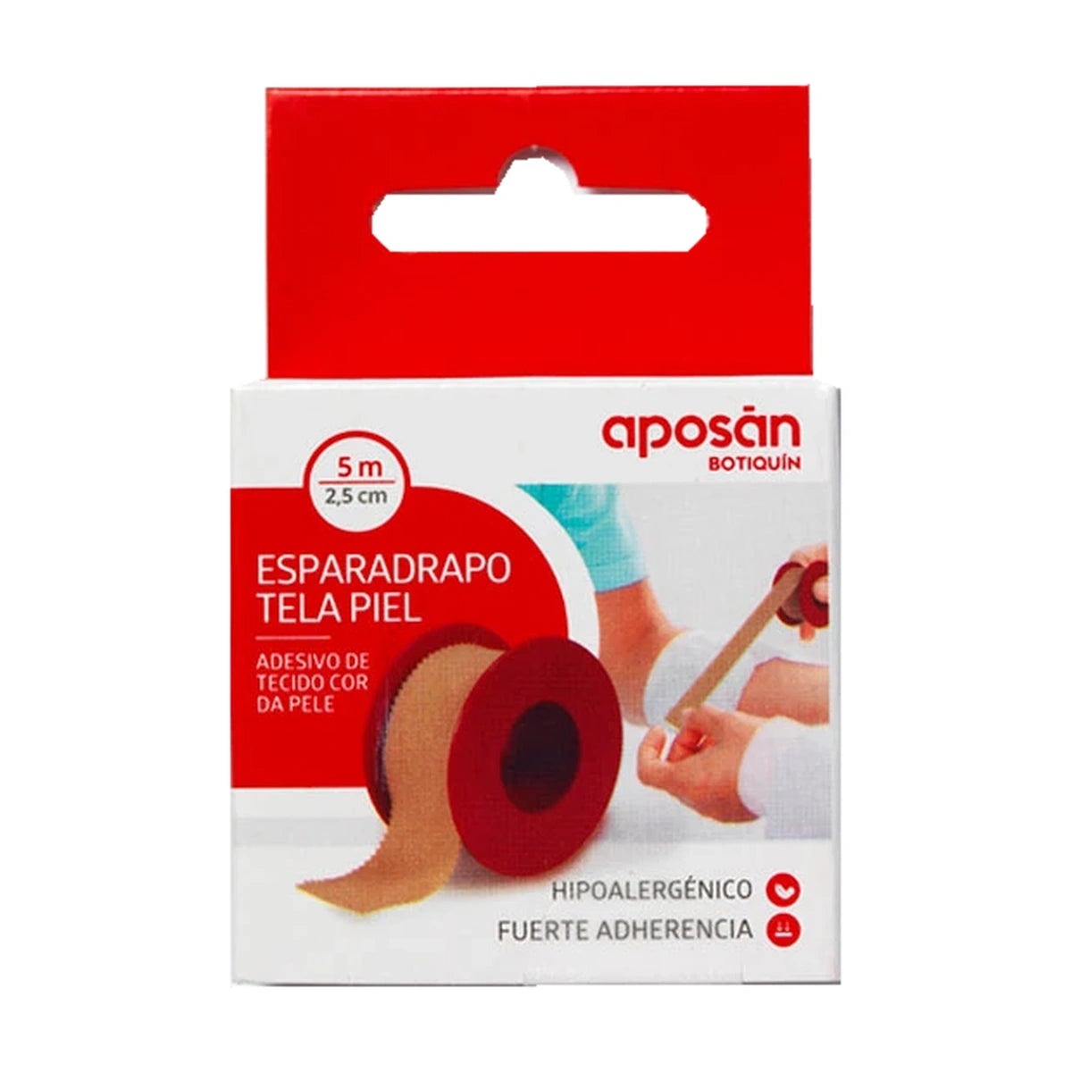 Aposán Esparadrapo de Tela Color Piel, 2,5 cm x 5 m