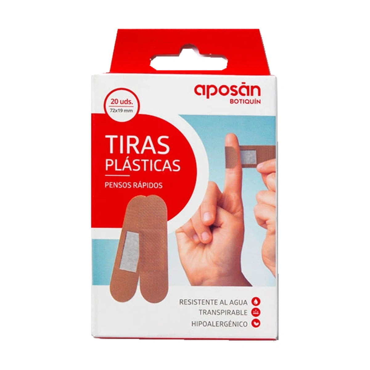 Aposán Tiras Adhesivas Plásticas, 20 unidades