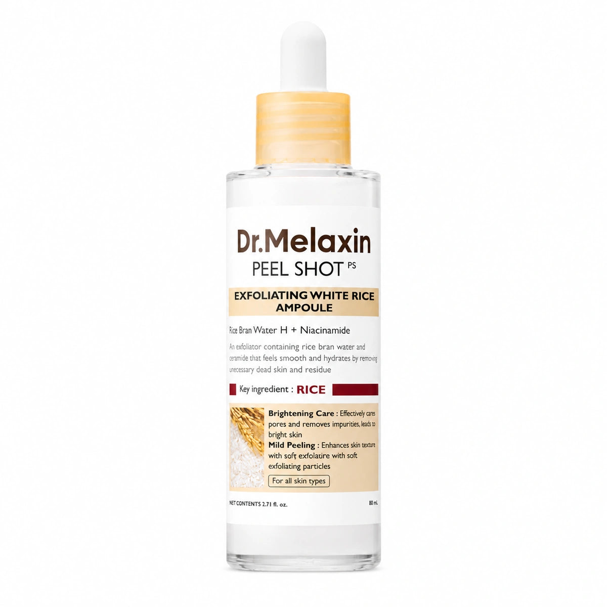 Dr. Melaxin Peel Shot Exfoliant White Rice Ampoule | Ampolla Exfoliante de Arroz Blanco | 80 ml