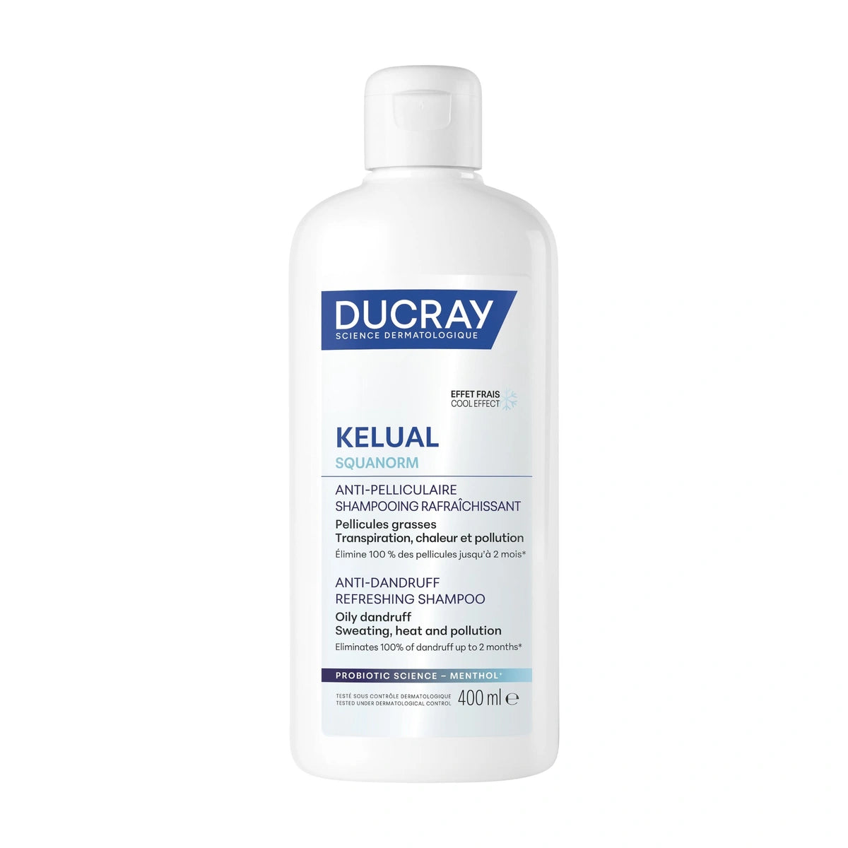 Ducray Kelual Squanorm Champú Anticaspa Refrescante | Caspa Grasa y Exceso de Sebo | 400 ml