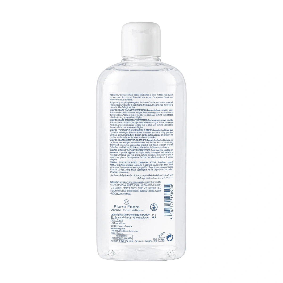 Ducray Sensinol Champú Tratante Fisioprotector | Cuero Cabelludo Sensible y Picor | 400 ml