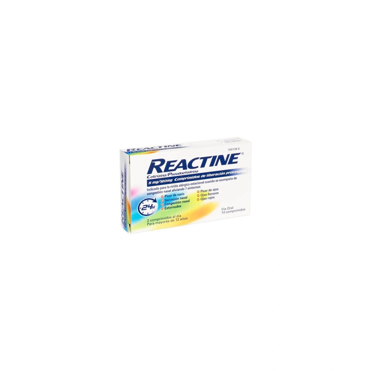 Reactine Cetirizina/Pseudoefedrina 5 mg / 120 mg Comprimidos de Liberación Prolongada
