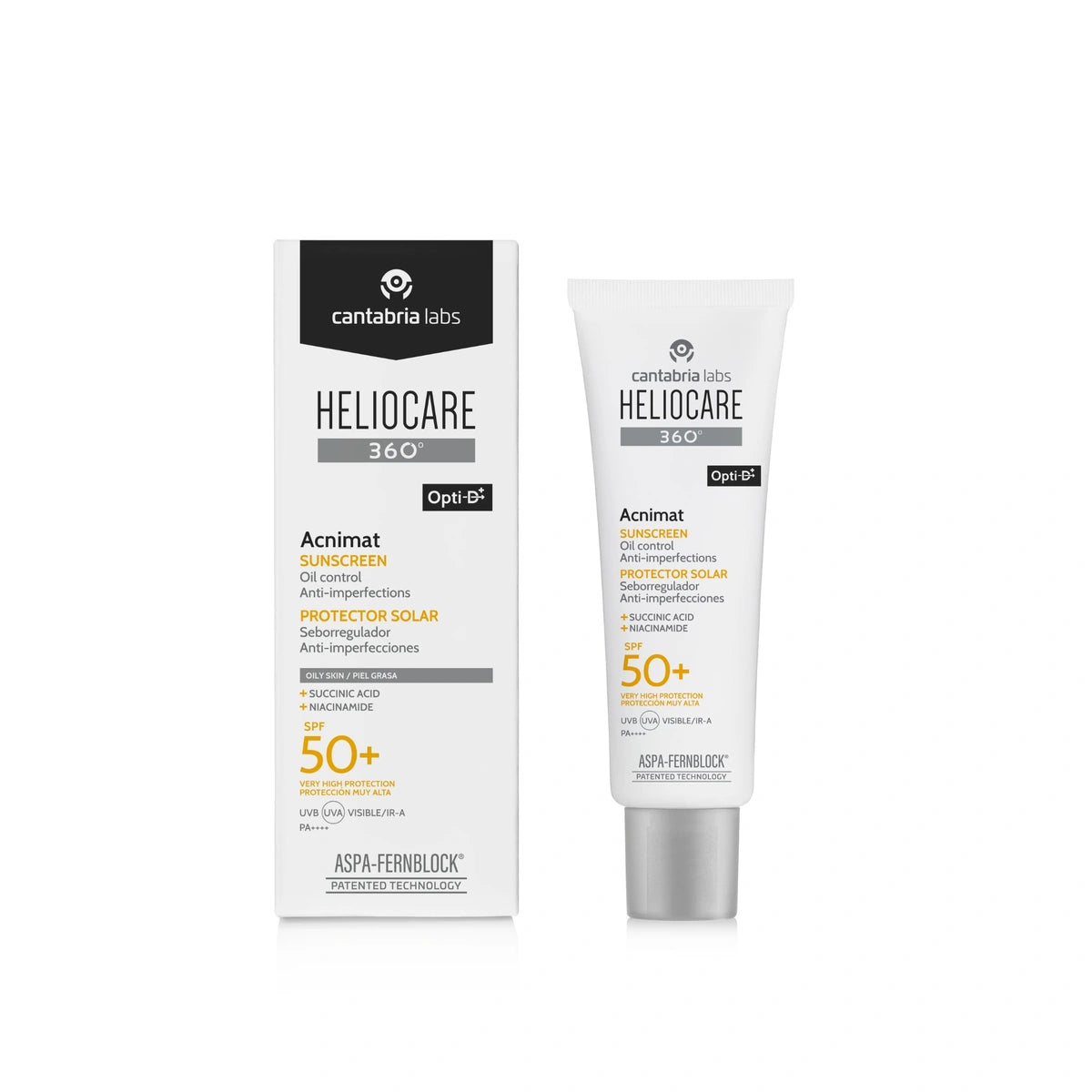 Heliocare 360º Acnimat SPF 50+ Fotoprotector Facial Matificante para Piel Grasa y Acneica