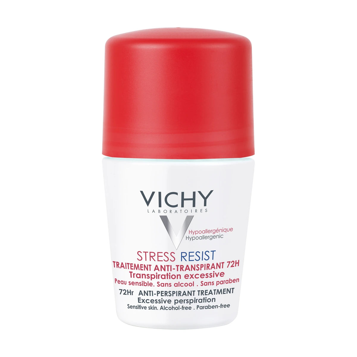 Vichy Stress Resist 72H desodorante roll-on 50 ml, producto sobre fondo blanco